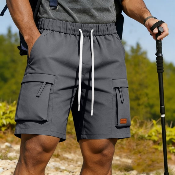 Zivyakyron Summer Mens Shorts Workout Gym Cargo Mens Shorts Loose Bermuda Multi Pocket Drawstring