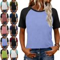 thumbnail image 1 of Zivyakyron Summer T-Shirts Womens Short Sleeve Tops for Women Loose Sport Raglan Solid Patchwork Casual Tops, 1 of 8