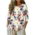thumbnail image 1 of Zivyakyron Summer Womens T Shirts Patriotic 4th of July Everyday Top for Lady Loose Casual 3/4 Sleeve Clothes, 1 of 7