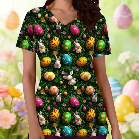 Zivyakyron T-Shirts for Women Short Sleeve Summer Womens Tops Easter Loose Cute Casual Graphics Tops