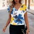 thumbnail image 1 of Zivyakyron T Shirts for Women Summer V-Neck Short Sleeve Women Tops Going Out Loose Solid Breathable Casual Tops, 1 of 6
