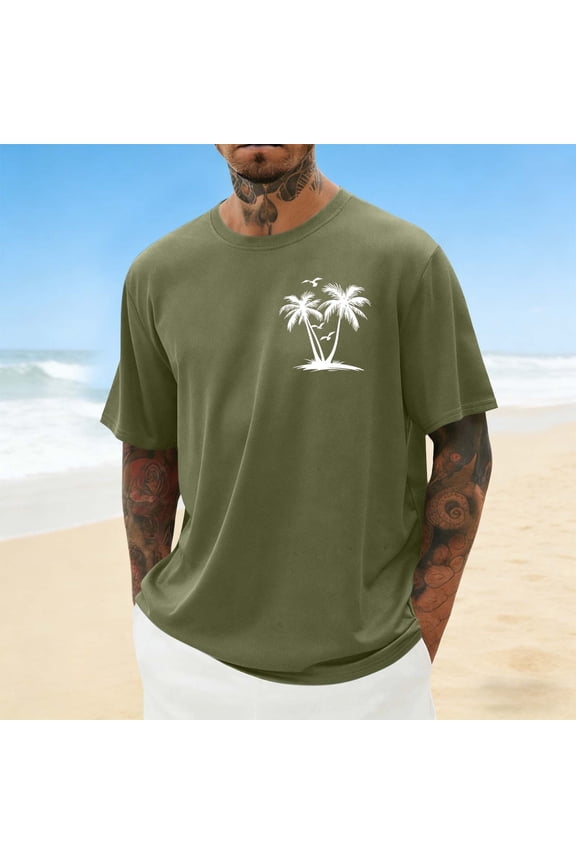 Travel Mens T-Shirts Summer Beach Mens Tops Loose Casual Print Short Sleeve Clothes