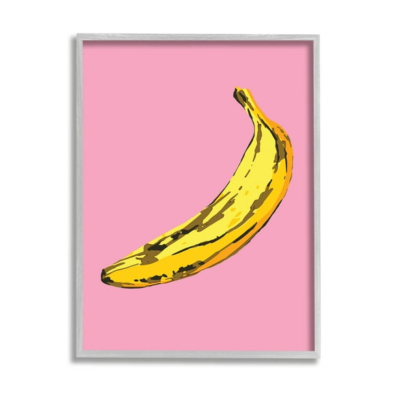 Ziwei Li Banana Pink Pop Tropical Fun Minimal Fruit 16 in x 20 in Framed Painting Art Prints, by Stupell Home Décor