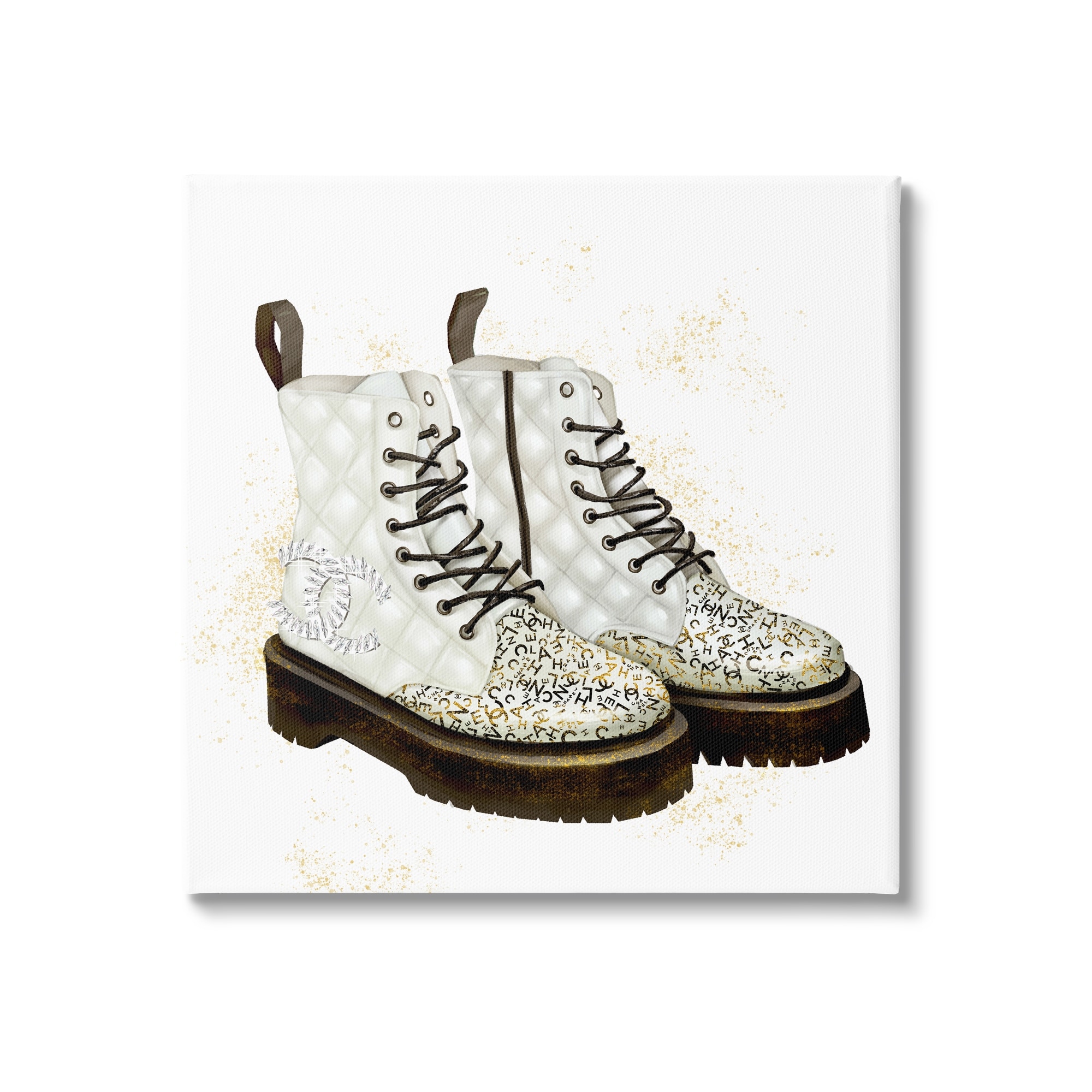 Ziwei Li Fancy Boots Sparkling Fashion Shoes Deluxe Pattern 30 in x 30 in Painting Canvas Art Print, by Stupell Home Décor