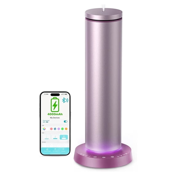 Ziweo Waterless Essential Oil Diffuser, Aluminum Cold Air Scent Machine for Home, App Control & 4000mAh Rechargeable Battery, 2000 Sq Ft Coverage, Purple