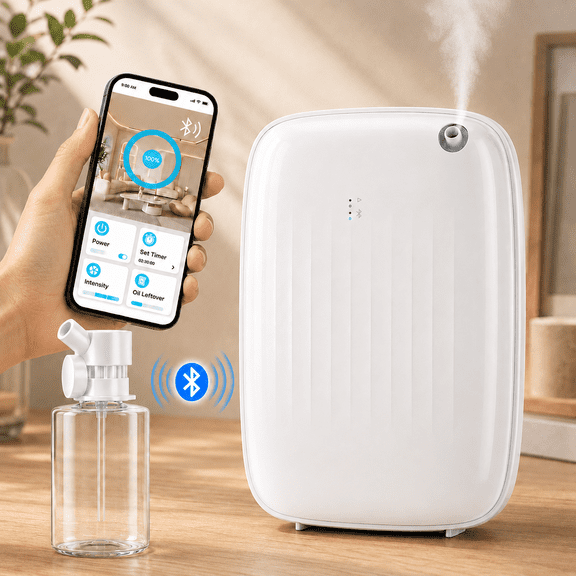 Ziweo Waterless Essential Oil Diffuser - Whole-Home Scent Cold Air Diffuser Up to 3000sq.ft for Large Home Office Hotel - Adjustable Intensity & Time, App & Panel Control - Quiet, Wall Amount - 400ml