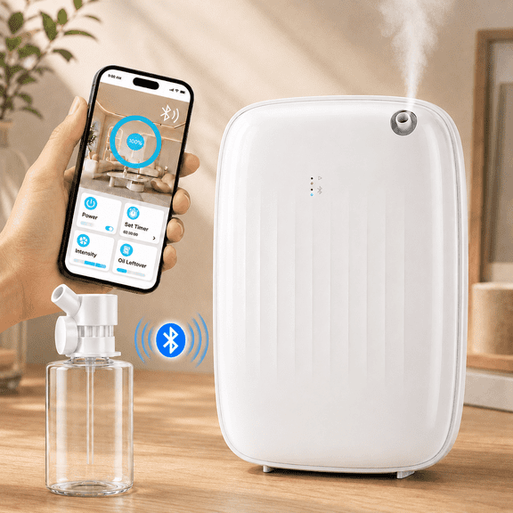 Ziweo Waterless Essential Oil Diffuser - Whole-Home Scent Cold Air Diffuser Up to 3000sq.ft for Large Home Office Hotel - Adjustable Intensity & Time, App & Panel Control - Quiet, Wall Amount - 400ml