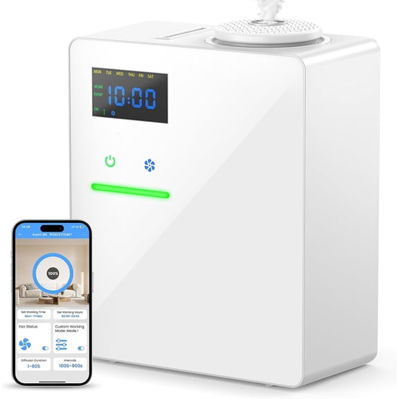 Ziweo Waterless HVAC Scent Diffuser for Whole House, 5000 Sq.Ft Cold Air Aroma Diffuser, 200ml Essential Oil Diffuser with Bluetooth App Control for Home, Hotel, Office