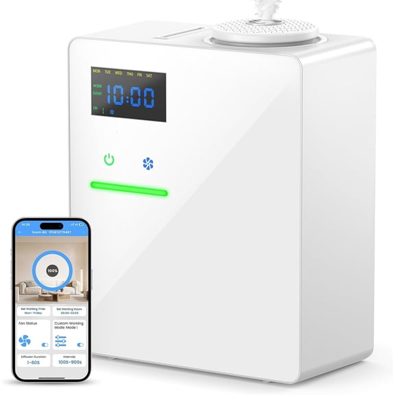 Ziweo Waterless HVAC Scent Diffuser for Whole House, 5000 Sq.Ft Cold Air Aroma Diffuser, 200ml Essential Oil Diffuser with Bluetooth App Control for Home, Hotel, Office