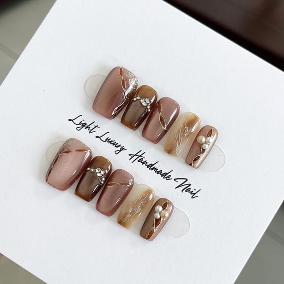 Zixia Fairy Glazed Cat Eye Smudged Handmade Wearing Nail Pieces Light Luxury Pure Handmade High Quality Control Nail