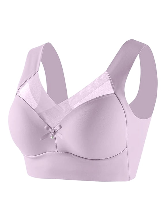 Bras for Women Wireless Wide Strap No Underwire Bralettes Mesh V Neck Comfort Everyday Bras