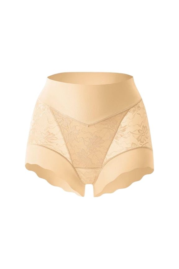 Briefs for Women Mid Waist Lace Trim Underwear Lightweight Mesh Seamless Briefs Button Lifting Underwear