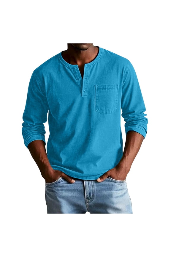 Long Sleeve Shirts for Men Solid Color Button Up Collar Casual Mens Tops with Pocket