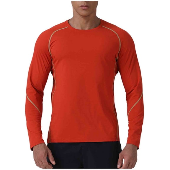 Ziynglg Men's Shirts Breathable Outdoor Running Solid Color Round Neck Long Sleeve Casual Tops for Men