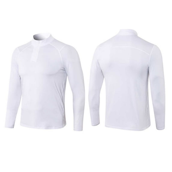 Ziynglg Men's Shirts Sports Solid Color Stretchy Half Zipper Slim Running Training Long Sleeve Tops for Men