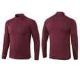 thumbnail image 1 of Ziynglg Men's Shirts Sports Solid Color Stretchy Half Zipper Slim Running Training Long Sleeve Tops for Men, 1 of 5