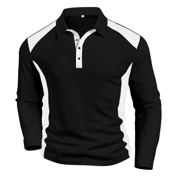 Ziynglg Sweatshirt Top for Men Colorblocked Long Sleeve Lapel Button-Up Pocket Men's Clothes