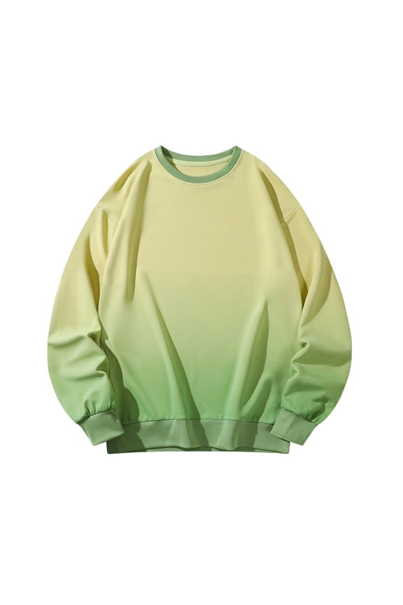 Sweatshirt for Men Gradient Color Long-Sleeved Round Neck Pullover Tops Men's Clothes