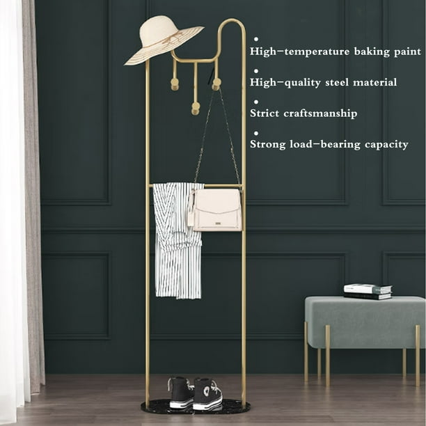 Zizin Garment Rack Modern Coat Rack with Shelf Heavy Duty Clothing Racks Freestanding with Marble Base for Hang Clothes Hat Scarf Organize Shoes Glod Walmart Business Supplies