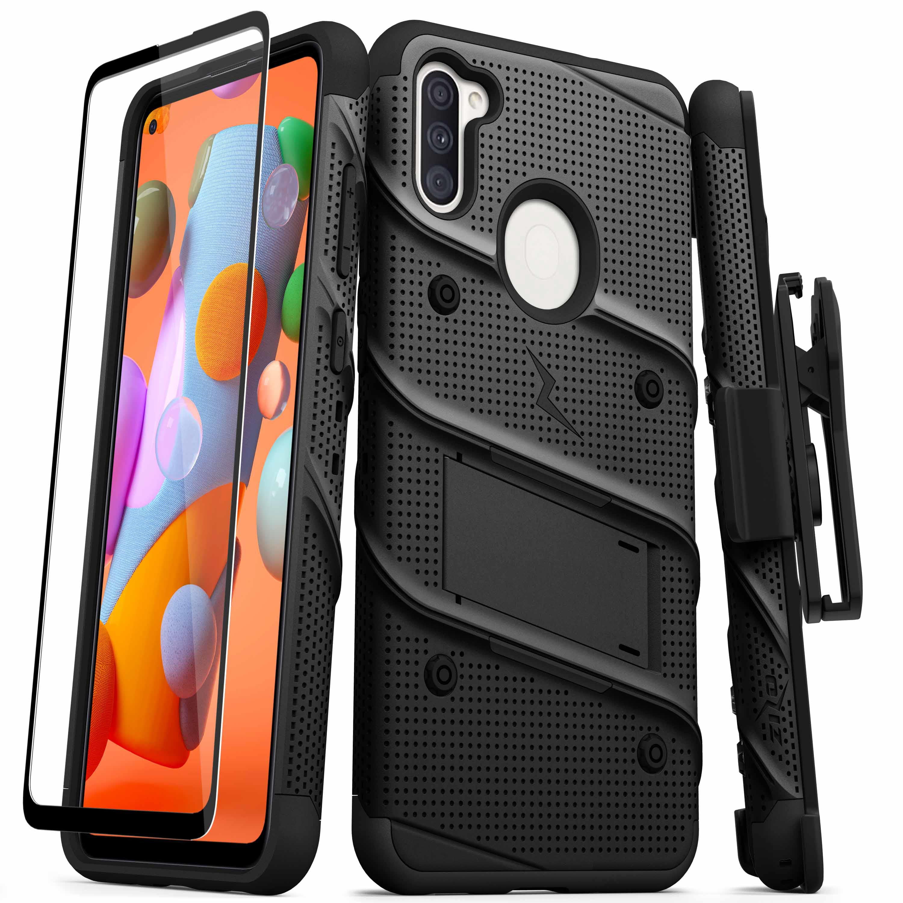 Zizo Bolt Series Samsung Galaxy A11 Case with Screen Protector Kickstand Holster Lanyard - Black