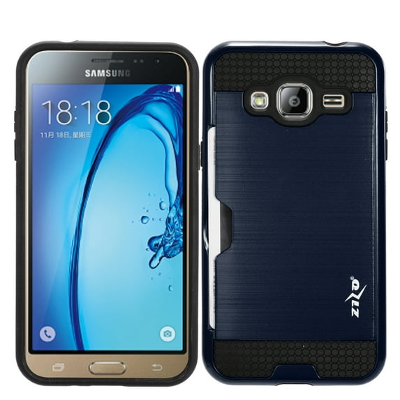 Zizo Metallic Hybrid Cover Credit Card Slots Samsung Galaxy On5 G550 Thin Dual Layer Protective Rugged Shell Heavy Duty Strong