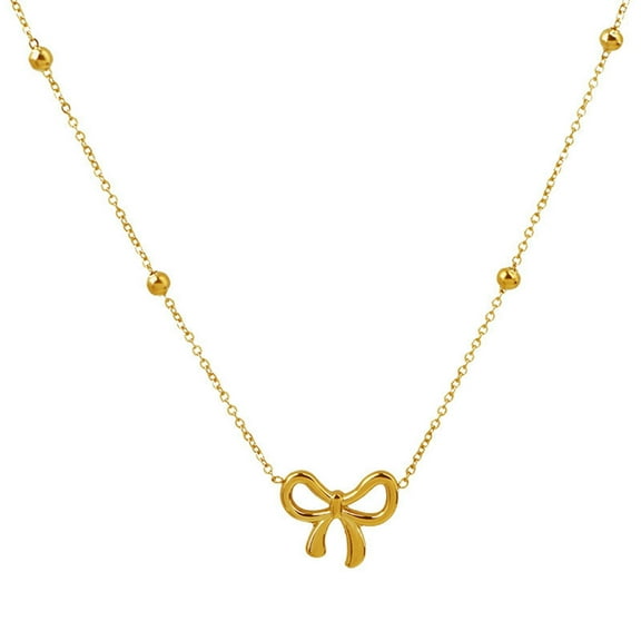 Zizocwa Gold Bow Necklace for Women Cute Small Cubic Zirconia Bow Pendant Choker Chain Collarbone Necklace Trendy Jewelry Gift for Ladies Gold