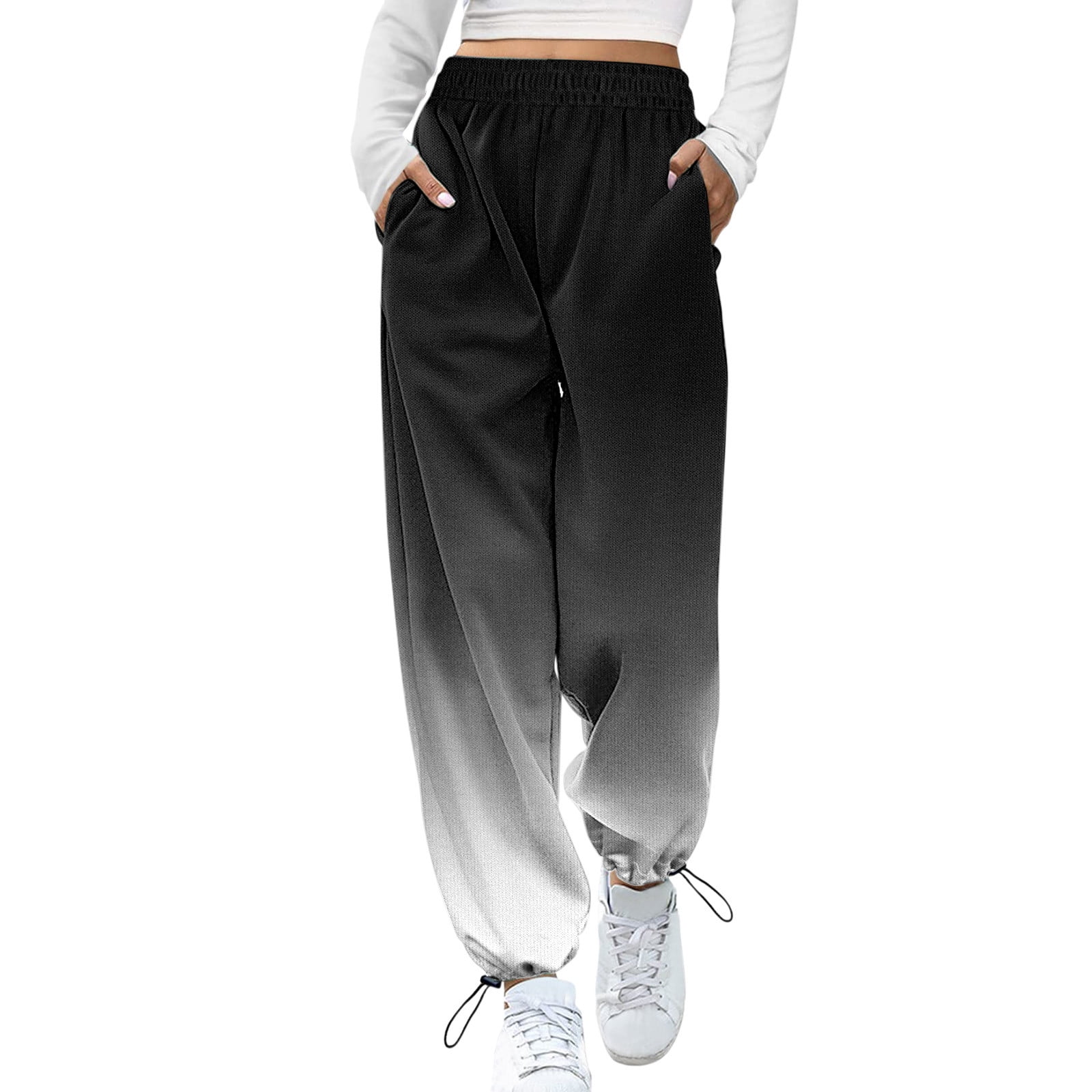 Zizocwa High Waisted Pants Women Plus Size Casual Pants Rompers For Women  Fit Jogger Print Women'S Sporty Pants Sweatpants Bottom Pockets Waist