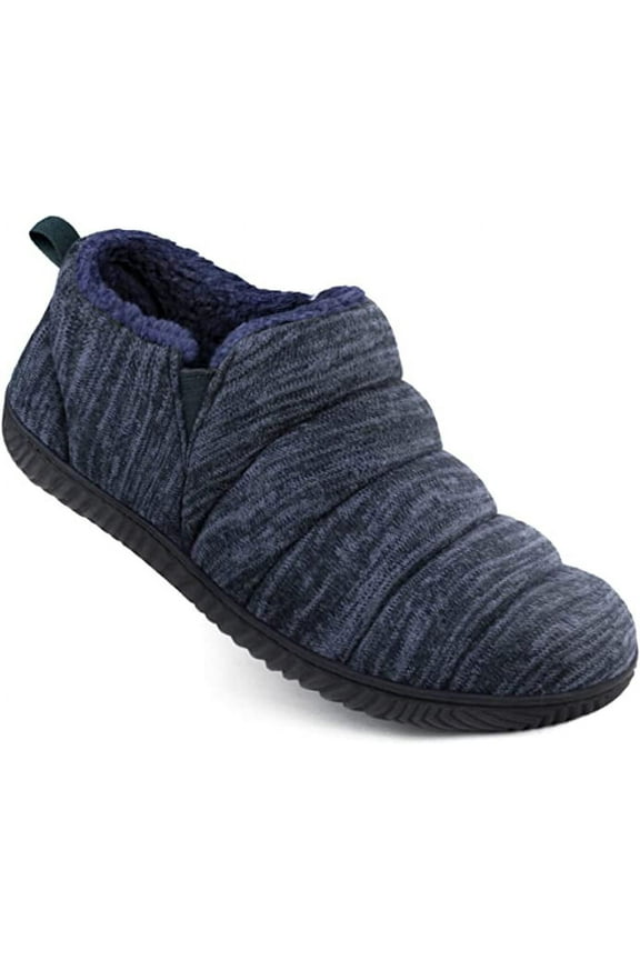 Men's Comfy Caterpillar Slippers Indoor Outdoor House Shoes, Warm Soft Knit Upper Fuzzy Fleece Lined Memory Foam Sole with Hard Bottom