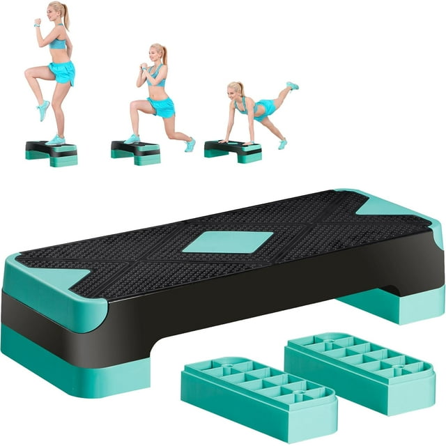 ZizzZest 31" Adjustable Workout Aerobic Stepper in Fitness & Exercise Step Platform Trainer Stepper w/Risers Adjust 4"-6''-8''