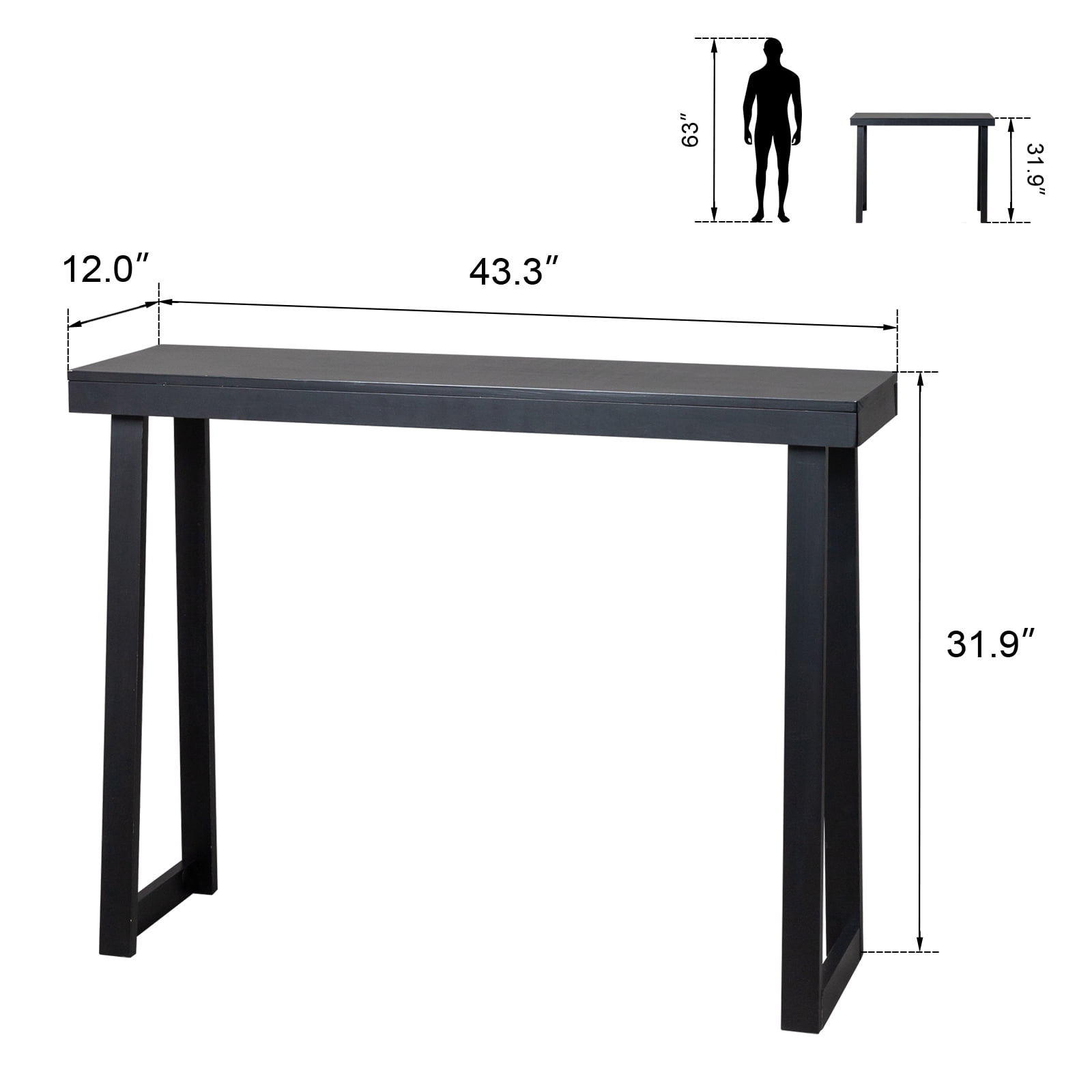 ZizzZest Plank+Beam Solid Wood Console Table, 32 Inch, Sofa Table ...