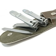 Zizzili Basics 3 Piece Nail Clipper Set | Fingernail & Toenail Clippers with Nail File and Travel Case | Best Nail Care for Men, Women, Manicure & Pedicure | Brown