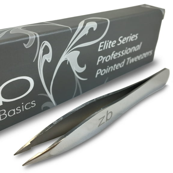Zizzili Basics Elite Series Pointed Tweezers | Surgical Grade Stainless Steel | Sharp Precision Tips | Mirror Polish