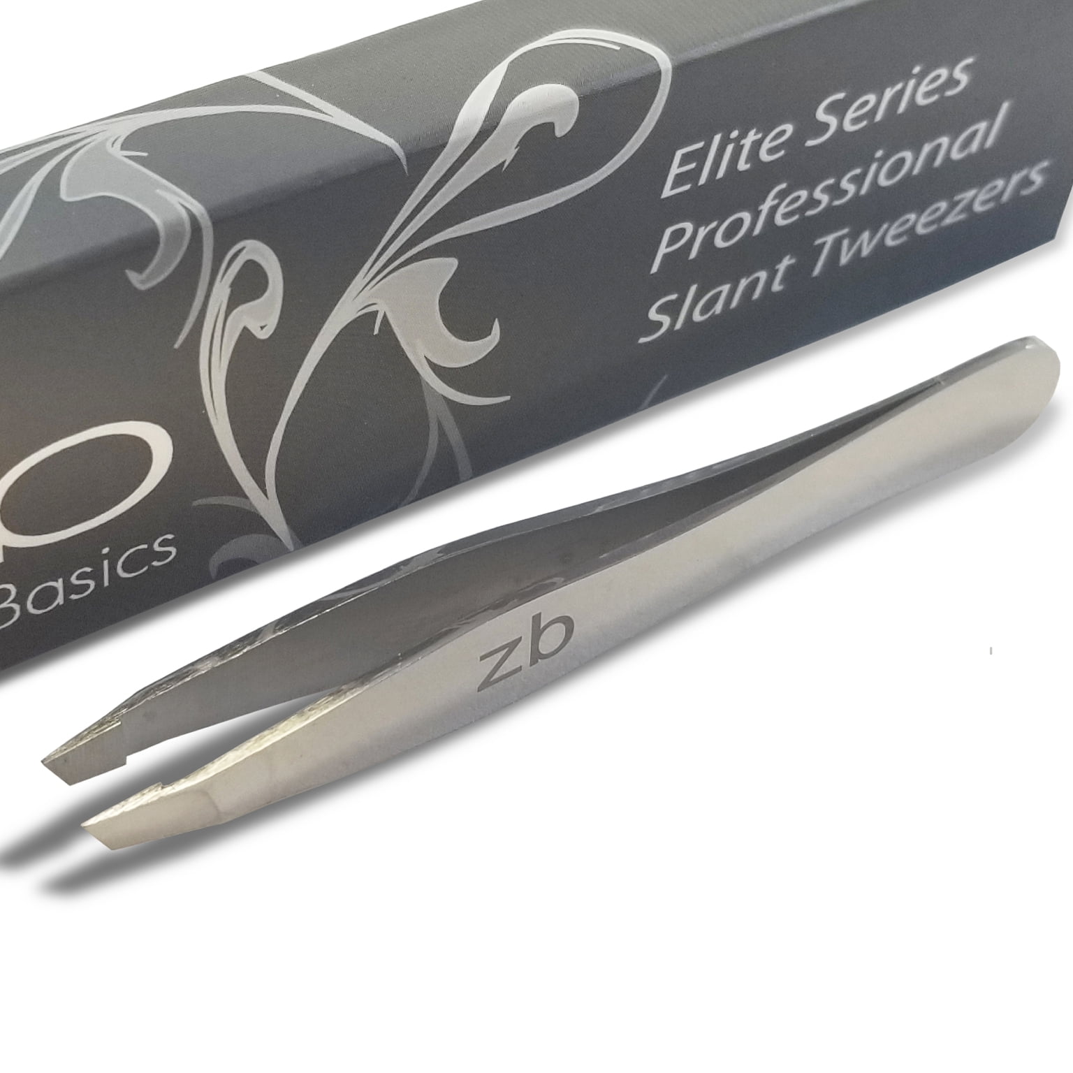 Zizzili Basics Elite Series Slanted Tweezers | Surgical Grade Stainless Steel |Sharp Precision Tips | Mirror Polish