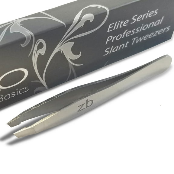 Zizzili Basics Elite Series Slanted Tweezers | Surgical Grade Stainless Steel |Sharp Precision Tips | Mirror Polish
