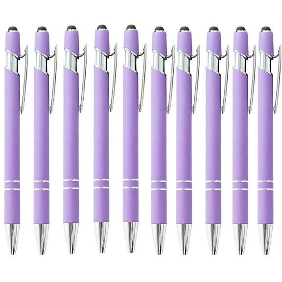 Zjdatm 10pcs Aluminum Ballpoint Pens with Touchscreen Tip, 0.5mm Retractable Black Ink Ballpoints Pen Set for Business, Writing, Work, Screen Click