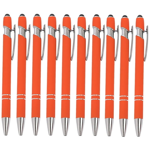 Zjdatm 10pcs Aluminum Ballpoint Pens with Touchscreen Tip, 0.5mm Retractable Black Ink Ballpoints Pen Set for Business, Writing, Work, Screen Click