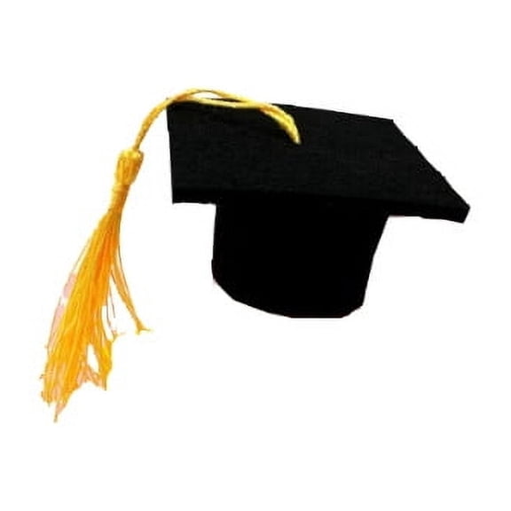Zjdatm 10pcs Mini Graduation Cap with Yellow Tassel, 2026 Graduate Hat Decoration for Wine Bottle, Clebration, Party, Grad Cake Pops Cover Topper Decor