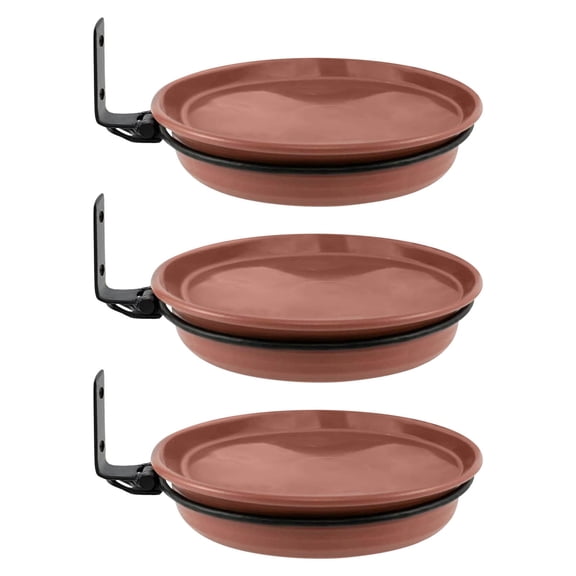Zjdatm 3pcs Tree-Mounted Bird Feeder Tray 5.7" Plastic Birdbath Bowl Wall Mount Birds Feeding Platform with Metal Holder for Fence Garden Yard Decor