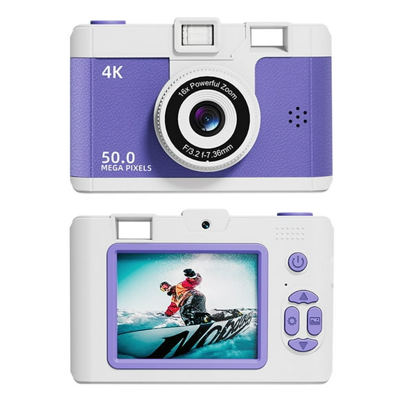 Zjdatm 4K High Definition Digital Camera 50MP 16x Zooms Portable CCD Cameras for Party Travel Holiday Photography, 2.4in LCD Screen, Night Vision Flash