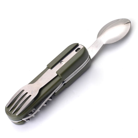 Zjdatm 6-in-1 Camping Utensil Foldable Outdoor Multifunction Cutlery Set Portable Spoon Fork Knife Combo Kit for Travel Picninc Kitchen Use, Stainless Steel