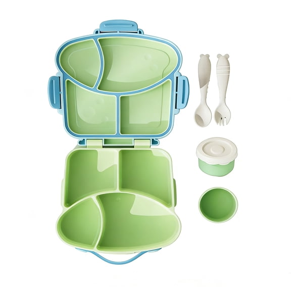 Zjdatm Bento Lunch Box, Toast-Shaped 4 Compartments Lunch Container with Fork Spoon and Handle, Portable Bento Boxes for Office Dorm Classroom Travel Use