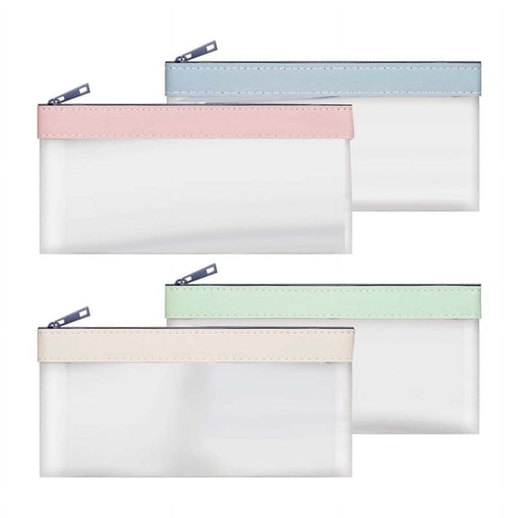 Zjh 4 Pieces Money Bags with Zipper, Cash Envelopes,Money Pouch, Bank Bag