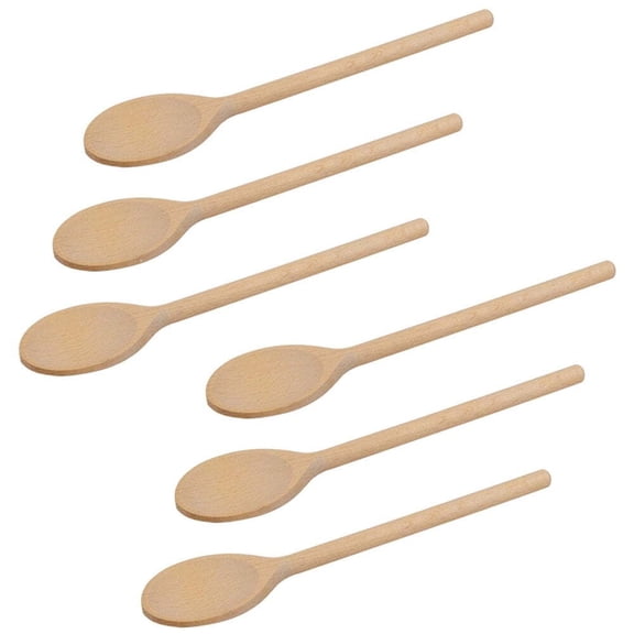 Zjh 6Pcs 10 Inch Long Wooden Spoons For Cooking - Oval Wood Mixing Spoons For Baking, Cooking, Stirring - Sauce Spoons