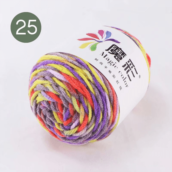 Zjh Textile DIY Knitting Acrylic Gradient Rainbow Yarn - 2mm Polyester Ice Yarn, 45g/90m Skein, Soft Fade-Resistant Yarn for Pom Poms, Sweaters, Hats & Crafts (1 Skein, Fits 4.0mm Crochet Hooks)