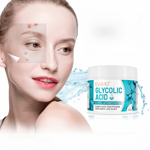 Zjrui 30 Glycolic Acid Pads Wipes for Skin Care, Face Pore Cleaner