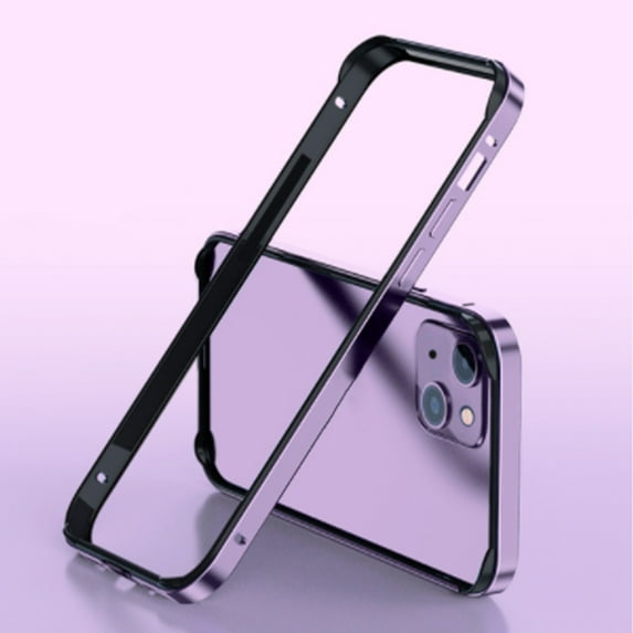 Zjrui Aluminum Frame Metal Bumper Case Compatible with iPhone 14 Pro Max with Soft Inner Bumper Ultra Thin Shockproof Case-Purple