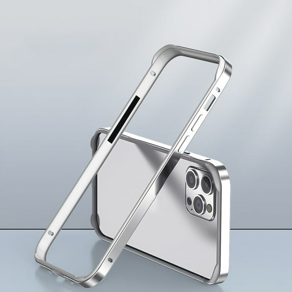 Zjrui Aluminum Frame Metal Bumper Case Compatible with iPhone 14 Pro Max with Soft Inner Bumper Ultra Thin Shockproof Case-Silver