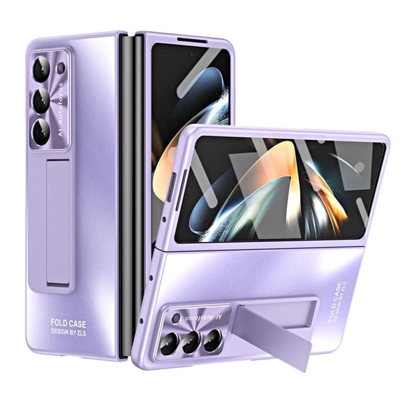 Zjrui Compatible with Samsung Galaxy Z Fold 5 Case with Screen Protector Kickstand Full Protective Cover-Purple