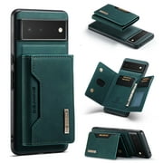 Zjrui Leather Magnetic Wallet Case Compatible with Google Pixel 7 with Card Holder Shockproof Stand Case-Green