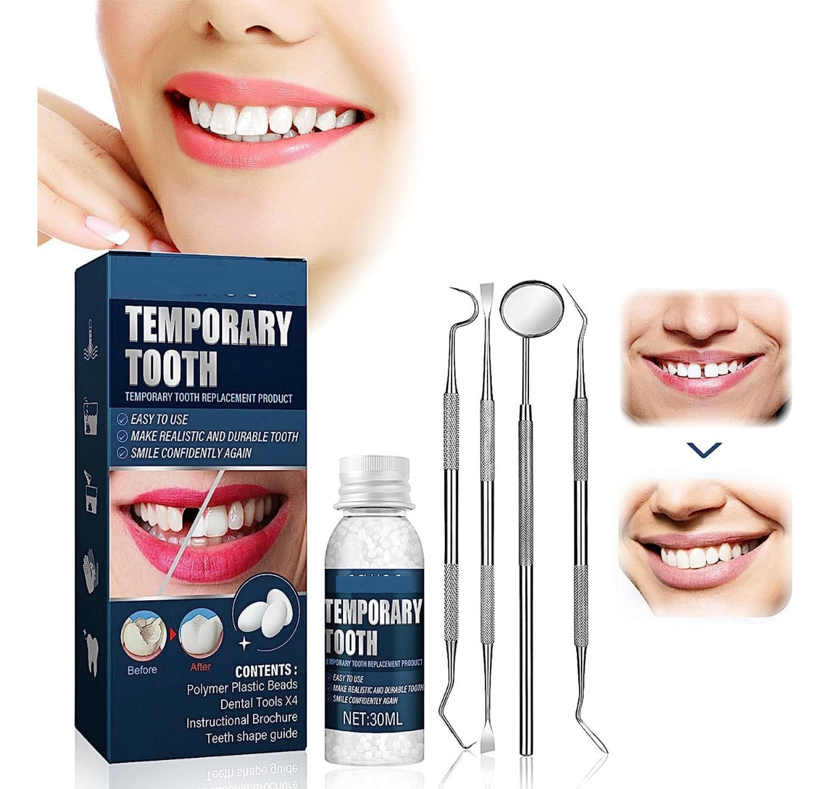 Zjrui Tooth Repair Kit, Moldable Fake Teeth for Temporary Teeth Temporary Teeth Filling Repair